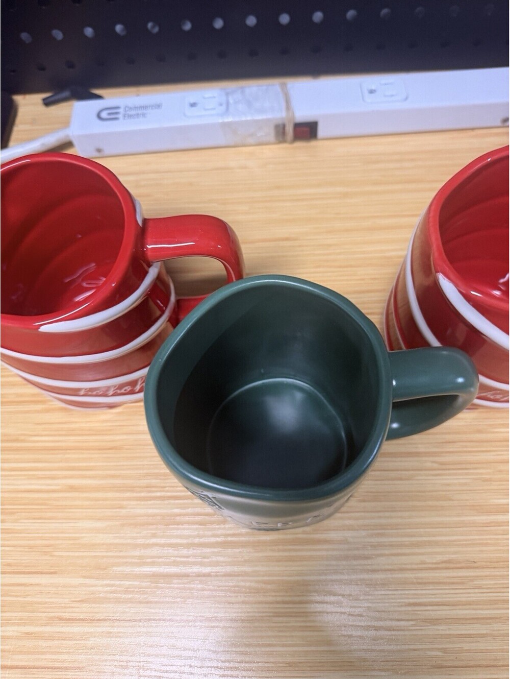 Rae Dunn Set Of 3 Christmas Mugs Red White Green - Ho Ho Ho & Merry Candy Cane * - Picture 3 of 6